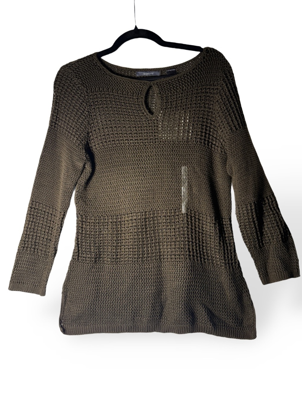 Liz Claiborne Brown Knit Scoop-Neck Sweater